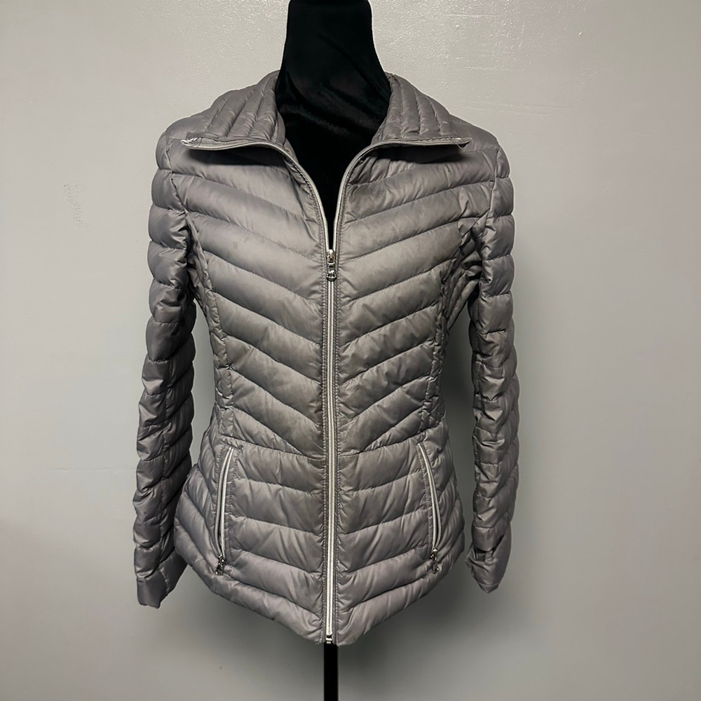 Kenneth Cole Reaction Duck Down Gray Puffer Jacket women’s medium quilted warm